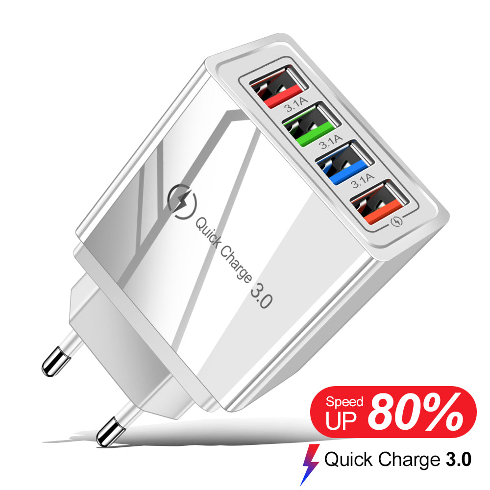 USB Charger Quick Charge 3.0 4 Phone Adapter For Tablet Portable Wall Mobile Charger Fast Charger CJ