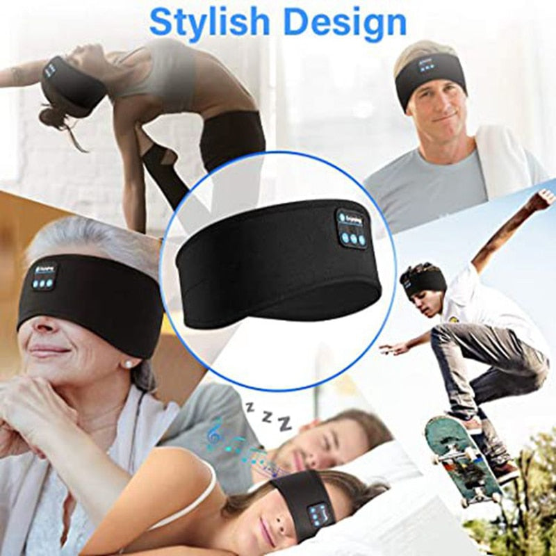 Wireless Bluetooth Sleeping Headphones Headband Thin Soft Elastic Comfortable Music Ear Phones Eye Mask For Side Sleeper Sports CJ