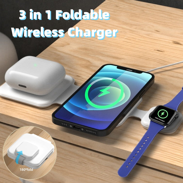 3 In 1 Magnetic Foldable Wireless Charger Charging Station Multi-device Folding Cell Phone Wireless Charger Gadgets CJ