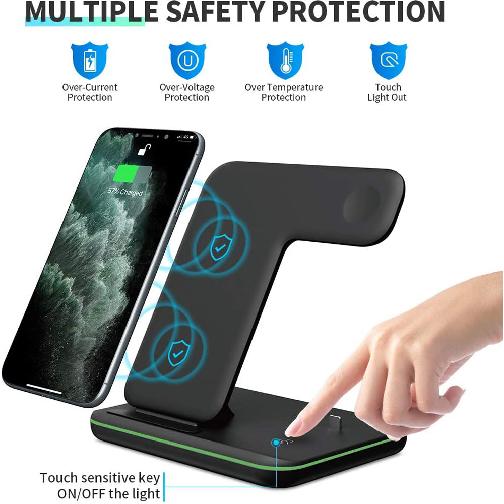 Compatible Mobile Phone Watch Earphone Wireless Charger 3 In 1 Wireless Charger Stand CJ