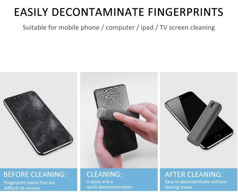 2 In 1 Phone Computer Screen Cleaner Kit For Screen Dust Removal Microfiber Cloth Set CJ