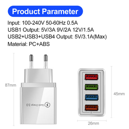 USB Charger Quick Charge 3.0 4 Phone Adapter For Tablet Portable Wall Mobile Charger Fast Charger CJ