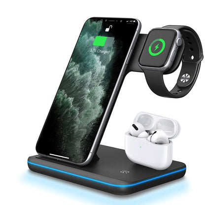 Compatible Mobile Phone Watch Earphone Wireless Charger 3 In 1 Wireless Charger Stand CJ