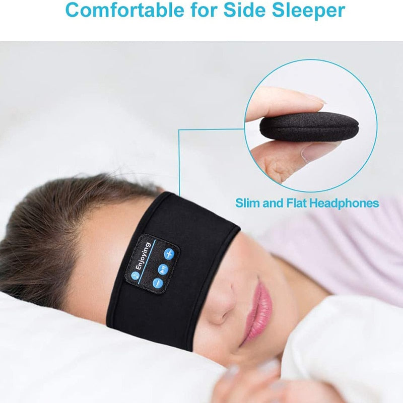 Wireless Bluetooth Sleeping Headphones Headband Thin Soft Elastic Comfortable Music Ear Phones Eye Mask For Side Sleeper Sports CJ