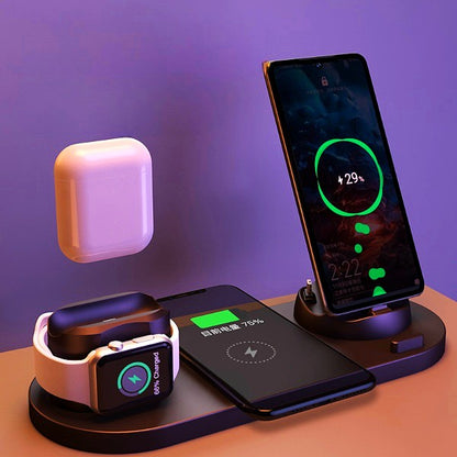 Wireless Charger For IPhone Fast Charger For Phone Fast Charging Pad For Phone Watch 6 In 1 Charging Dock Station CJ